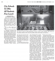 New York Times City Schools to Offer All Students Free Lunch