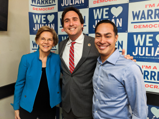 Senator Elizabeth Warren with Ben Kallos and Julian Castro